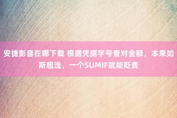 安捷影音在哪下载 根据凭据字号查对金额，本来如斯粗浅，一个SUMIF就能贬责