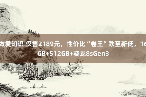 做爱知识 仅售2189元，性价比“卷王”跌至新低，16GB+512GB+骁龙8sGen3
