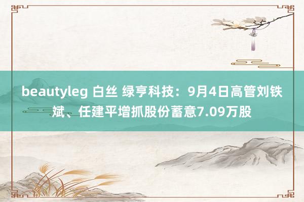 beautyleg 白丝 绿亨科技：9月4日高管刘铁斌、任建平增抓股份蓄意7.09万股