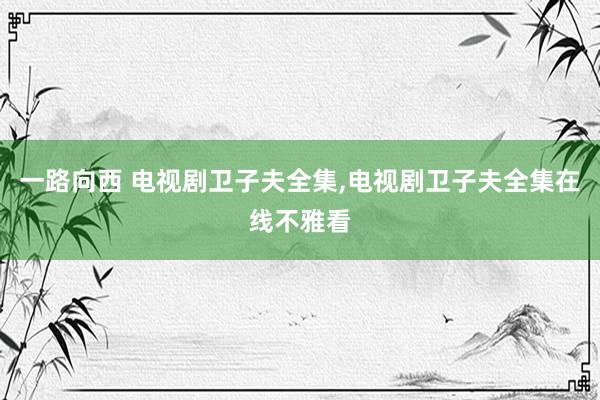 一路向西 电视剧卫子夫全集,电视剧卫子夫全集在线不雅看