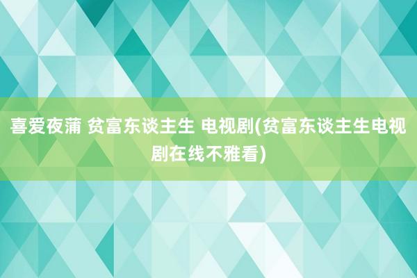 喜爱夜蒲 贫富东谈主生 电视剧(贫富东谈主生电视剧在线不雅看)