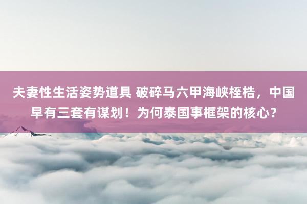 夫妻性生活姿势道具 破碎马六甲海峡桎梏，中国早有三套有谋划！为何泰国事框架的核心？