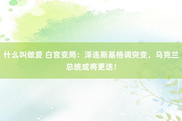 什么叫做爱 白宫变局：泽连斯基格调突变，乌克兰总统或将更迭！