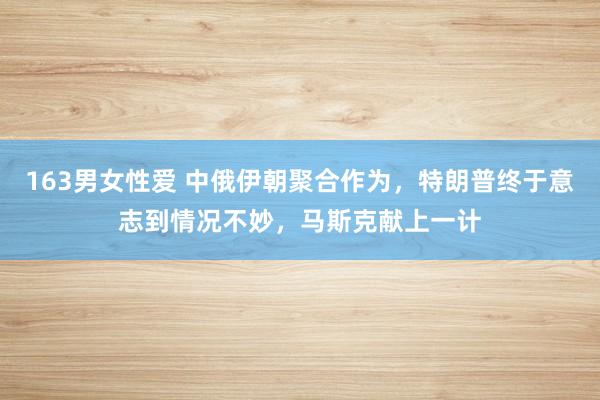 163男女性爱 中俄伊朝聚合作为，特朗普终于意志到情况不妙，马斯克献上一计