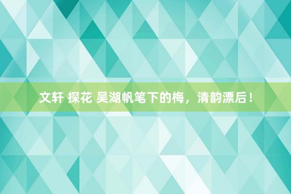 文轩 探花 吴湖帆笔下的梅，清韵漂后！