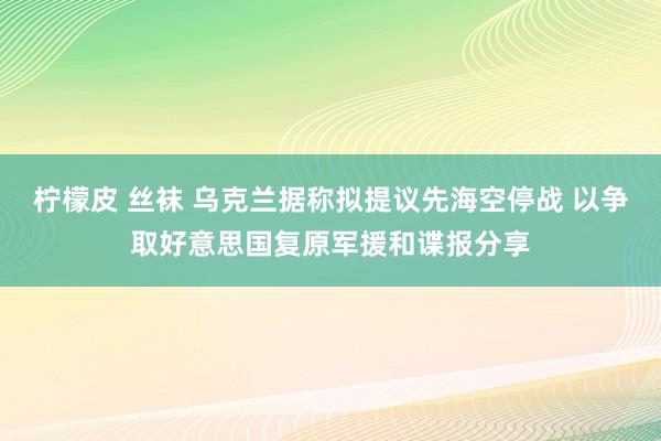 柠檬皮 丝袜 乌克兰据称拟提议先海空停战 以争取好意思国复原军援和谍报分享